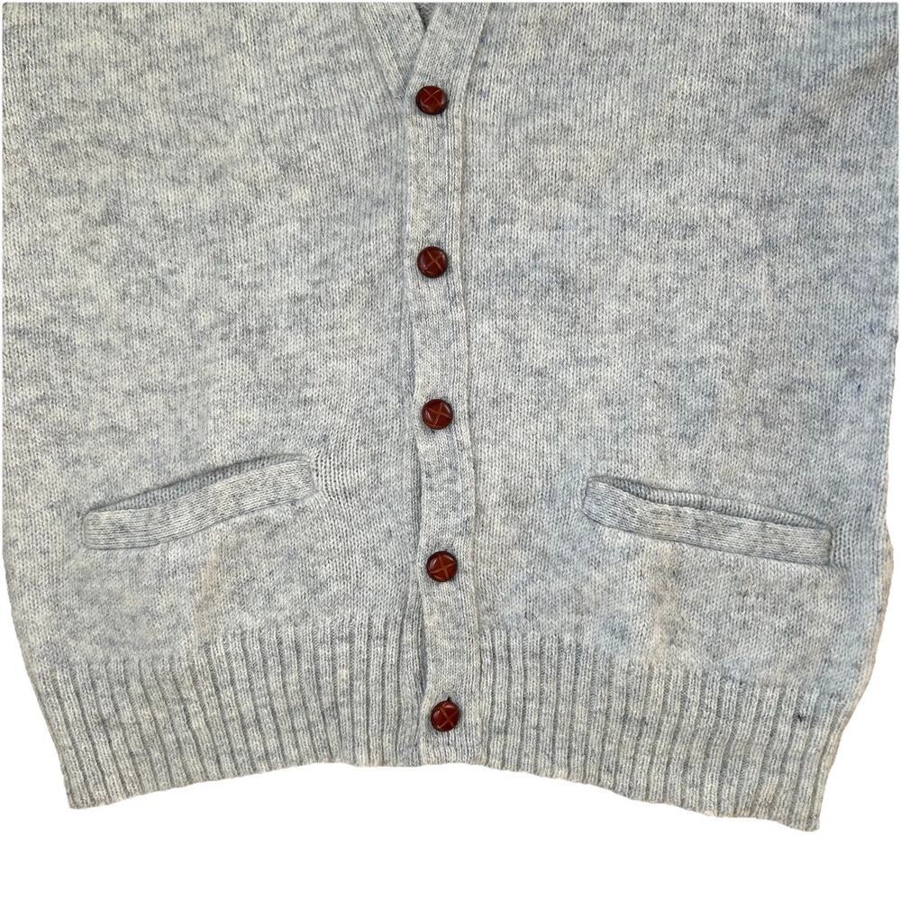 Vtg Robert Bruce Wool Sweater Vest Men's Size Large Gray Button Up Grandpacore - Picture 2 of 6